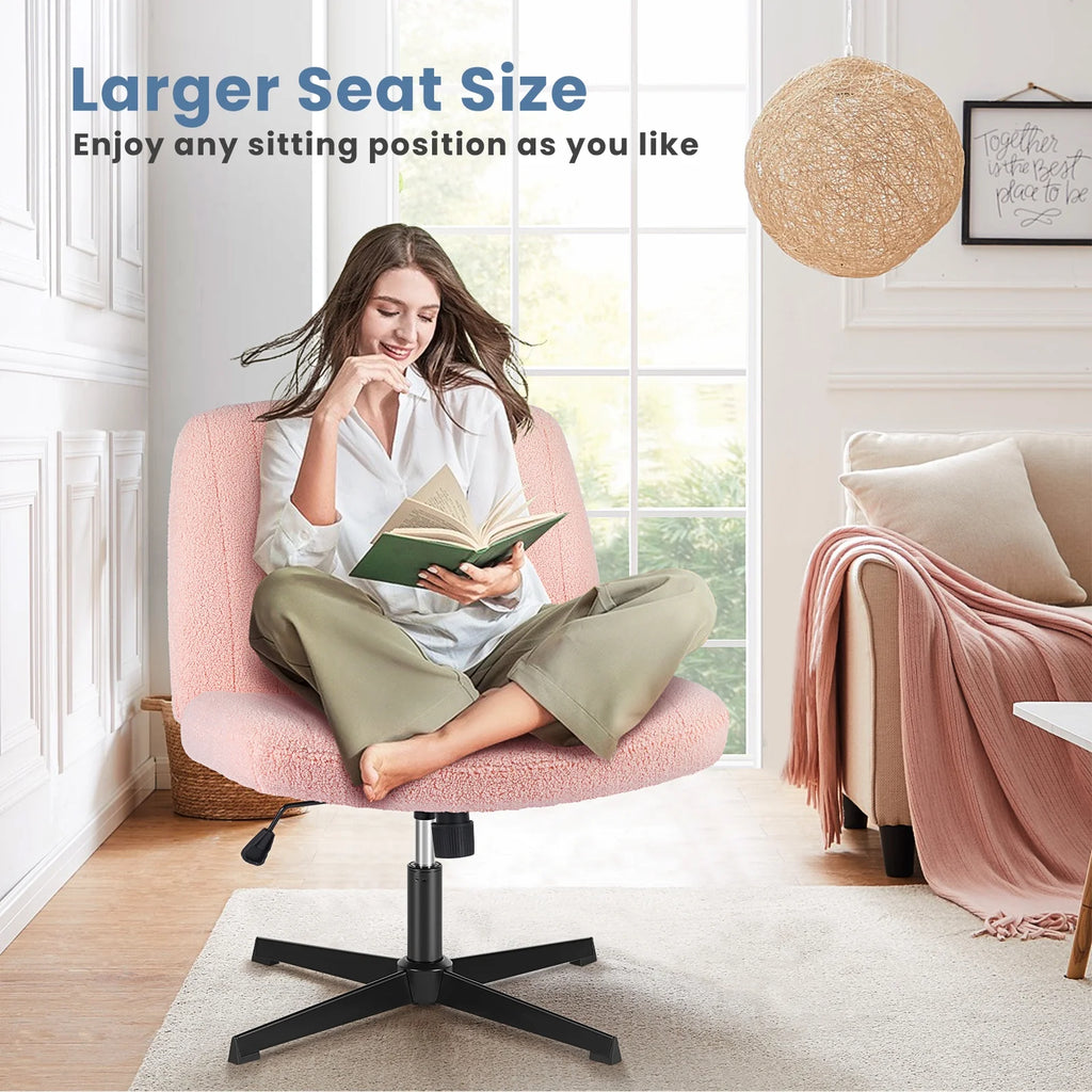 Armless Criss Cross Legged Adjustable Swivel Padded Fabric Office Chair D484162