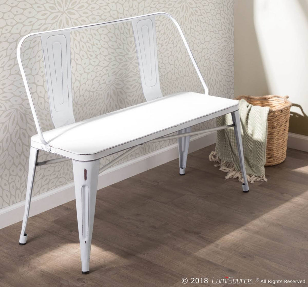 Clear Brushed Silver Metal Bench G9896