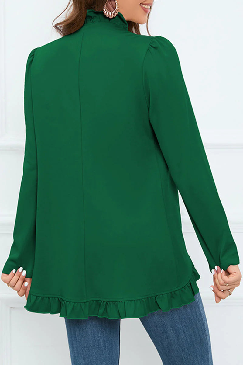 Solid Buckle Flounce Lotus Leaf Collar Outerwear L56691
