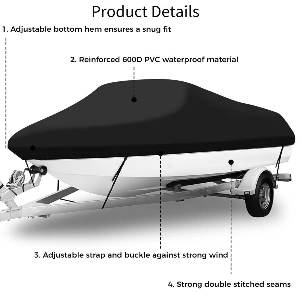 Boat Cover for V-Hull Runabouts Outboards and I/O Bass Boats, Fits up to 20-22ft I9108