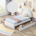 White Twin Upholstered Platform Bed with Four Drawers J800