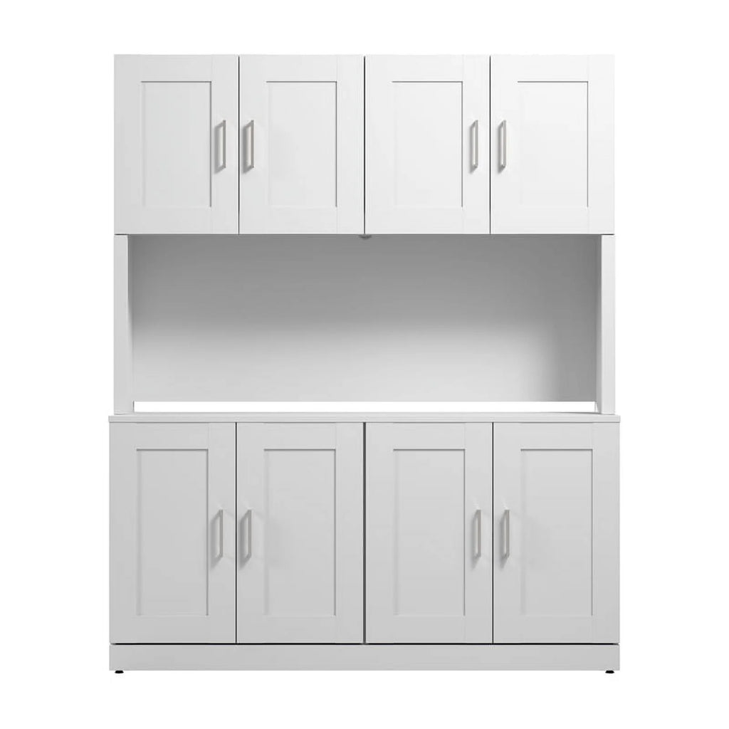 White Engineered Wood Buffet Cabinet with Hutch L672221