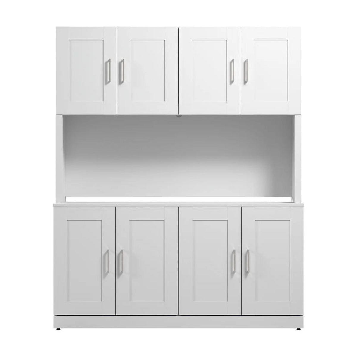 White Engineered Wood Buffet Cabinet with Hutch L672221