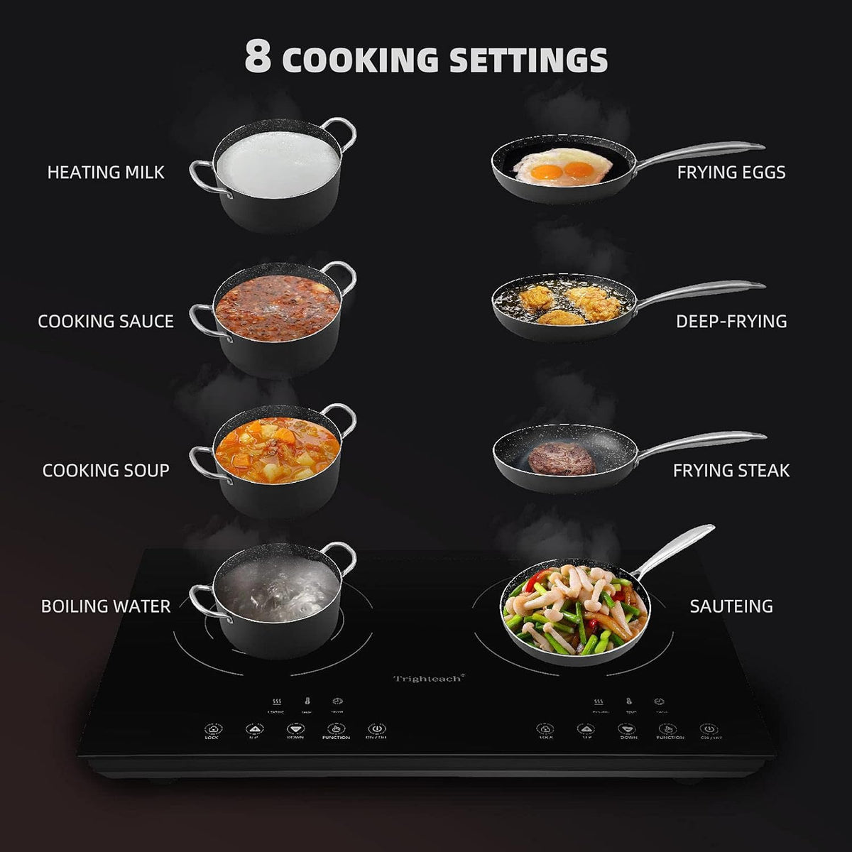 Portable Induction Cooktop Double Burner 1800W Electric Stove with Digital Touch Sensor and Kids Safety Lock X92341