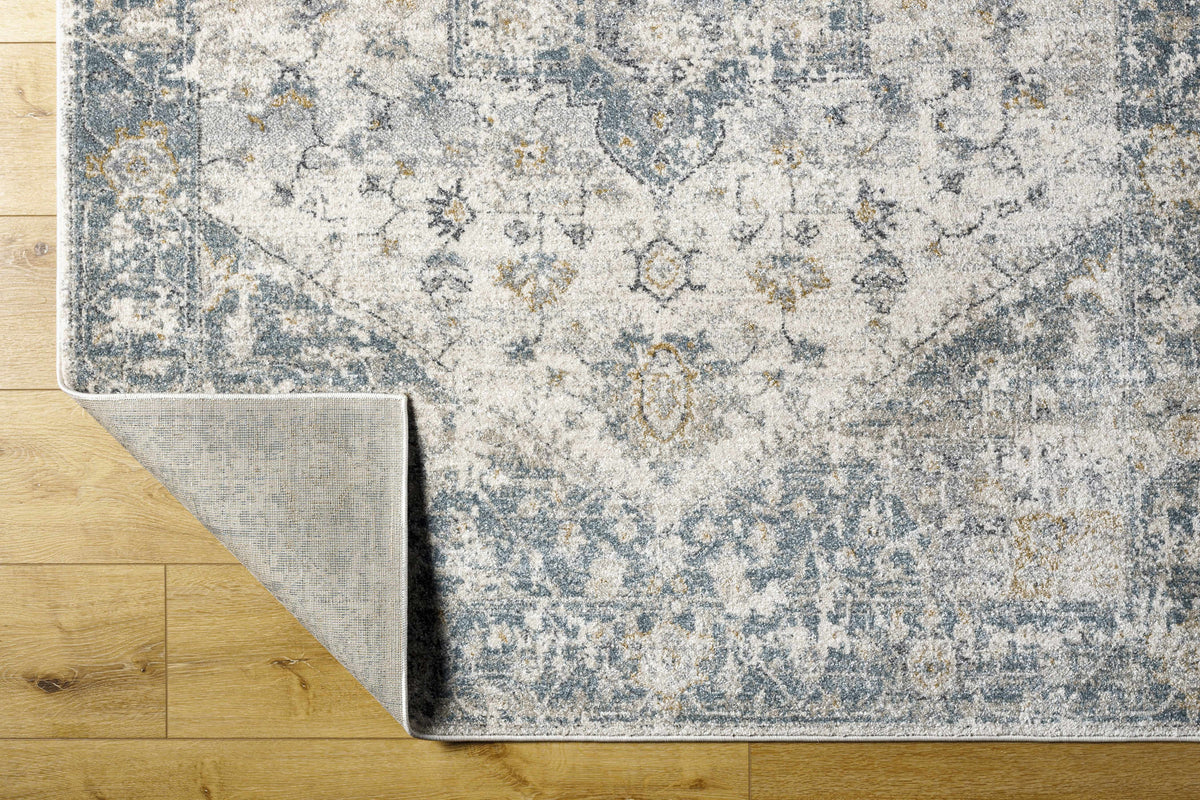 Cream Peach Medium Gray Area Rug 5'3" x 7' H140