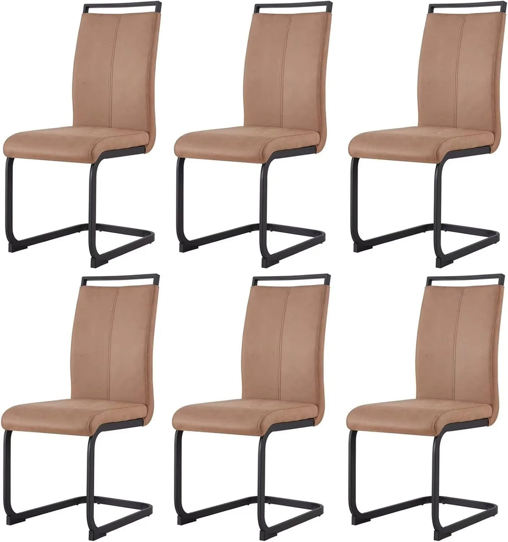 Soft Fabric Dining Chairs Set of 6 with Padded Seat Y58632