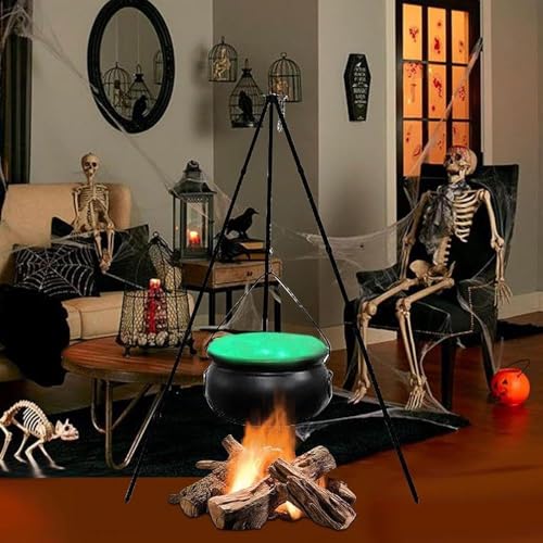 Black Plastic Cauldron with Lights 130cm O3555
