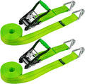 Ratchet Strap with Wire Hooks, 2 Inch x 15 Foot, 2 Pack, 3,300 Pound Safe Working Load G10293