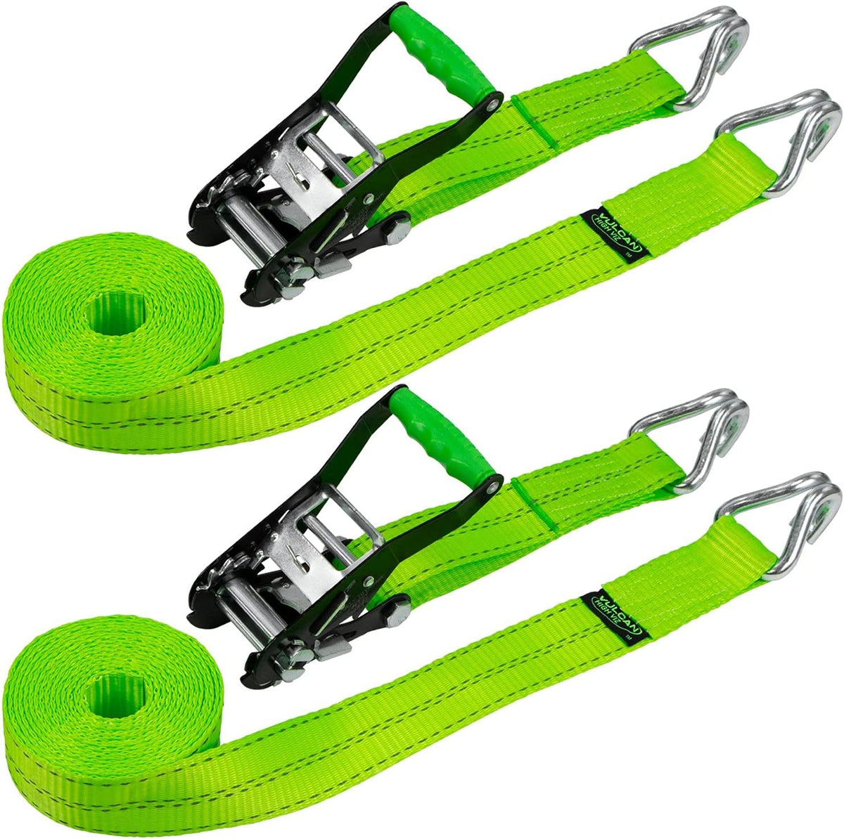Ratchet Strap with Wire Hooks, 2 Inch x 15 Foot, 2 Pack, 3,300 Pound Safe Working Load G10293