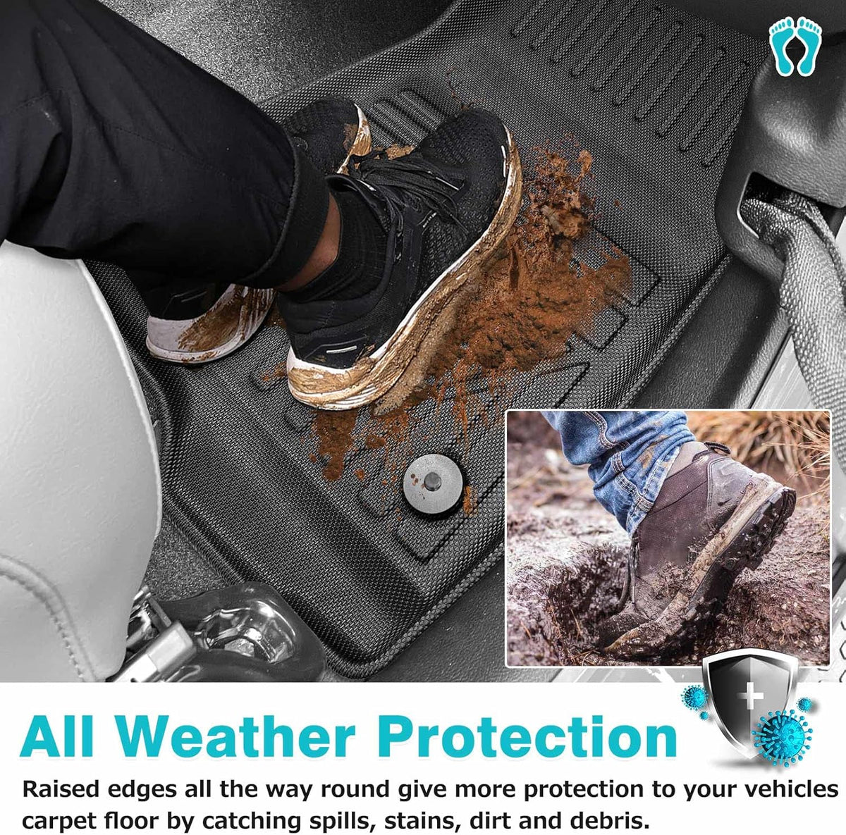 All Weather TPE Floor Liners for Jeep Wrangler 4XE 2021 2022 1st & 2nd Row Z994