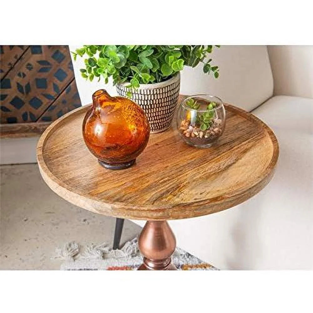 Wood And Aluminum Side Table F75583