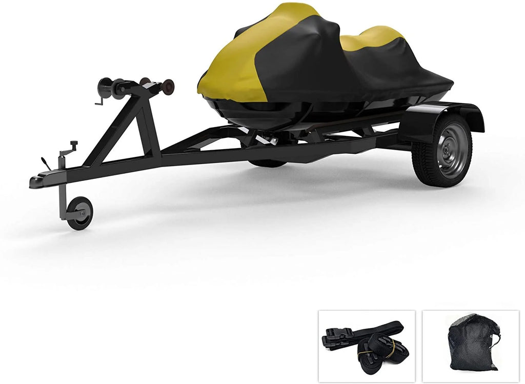 Yellow/Black All Weather Jet Ski Cover with Trailer Straps and Storage Bag E2658