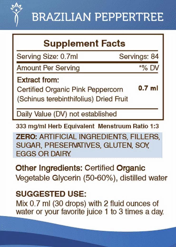 Organic Schinus terebinthifolius Alcohol-FREE Extract 2 oz Y7188