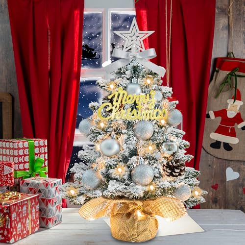 White 22 Inch Mini Artificial Christmas Tree with Lights Z4726