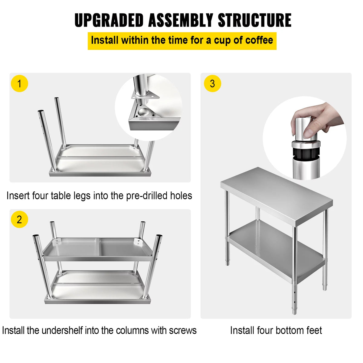 Stainless Steel Prep Table 48 x 18 x 34 Inch U186