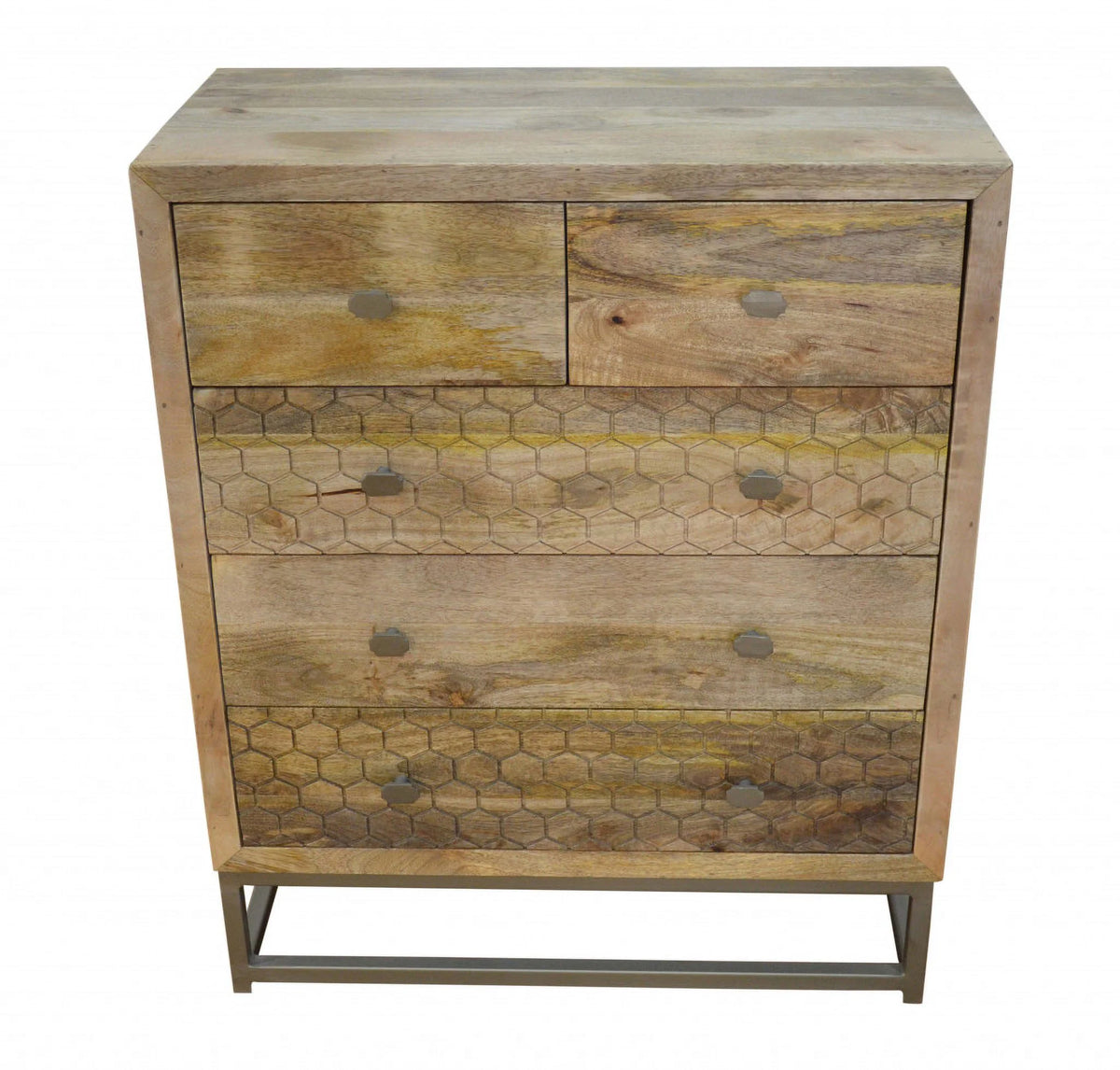 28 in. Solid Wood Five Drawer Chest, Brown X328530