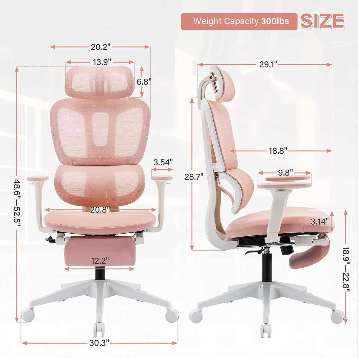 Black Ergonomic Mesh Office Chair with Footrest and Headrest A696