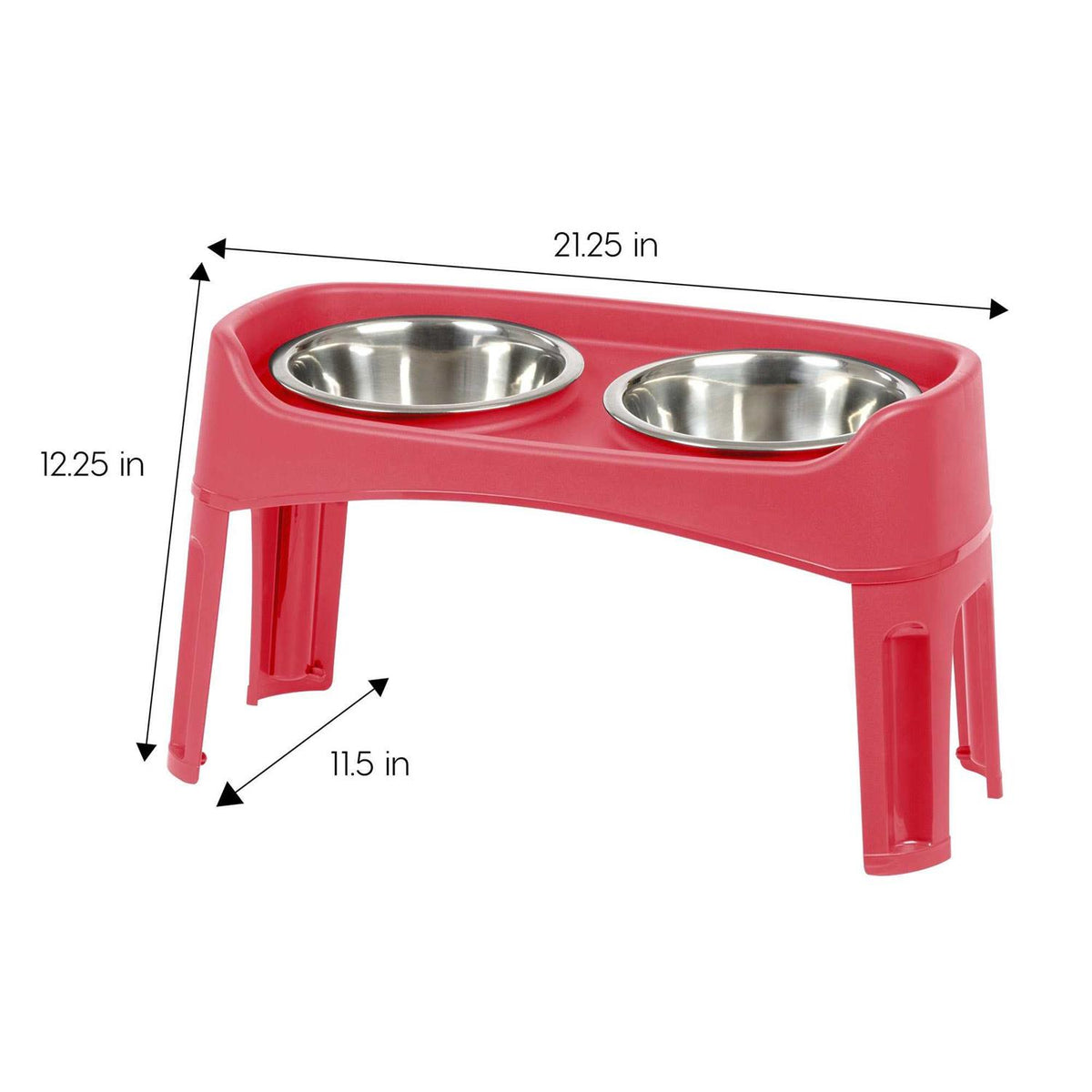 12 inch Elevated Dog Bowls with 2 Qt Stainless Steel Bowls E156513