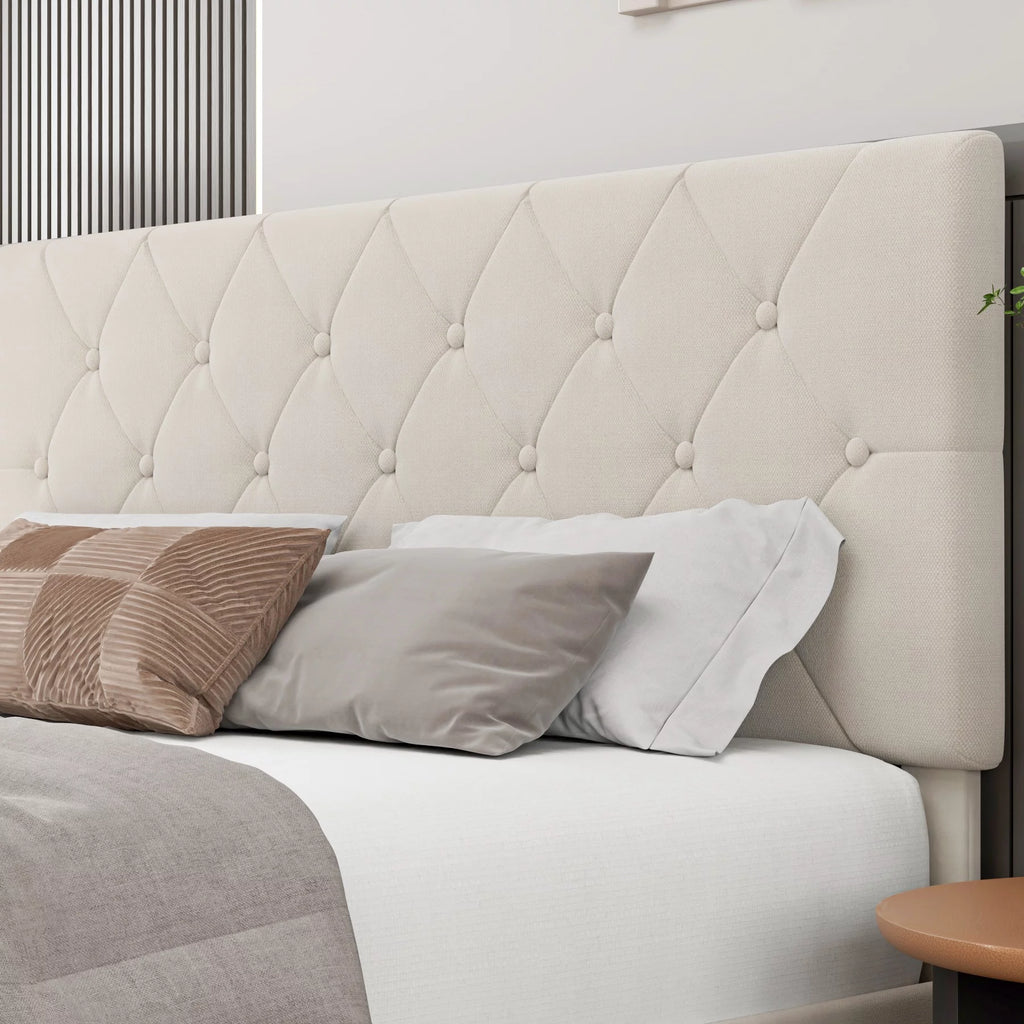 Queen Size 4 Drawer Upholstered Platform Bed with Adjustable Headboard M717