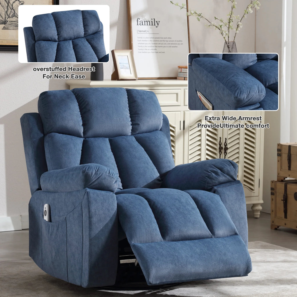 Blue Recliner Chair with Massage and Heat O3471