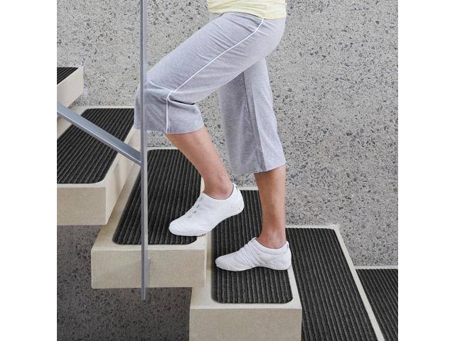 Set of 15 Skid-Resistant Carpet Stair Treads Smokey Black 9 in. x 36 in. K2529