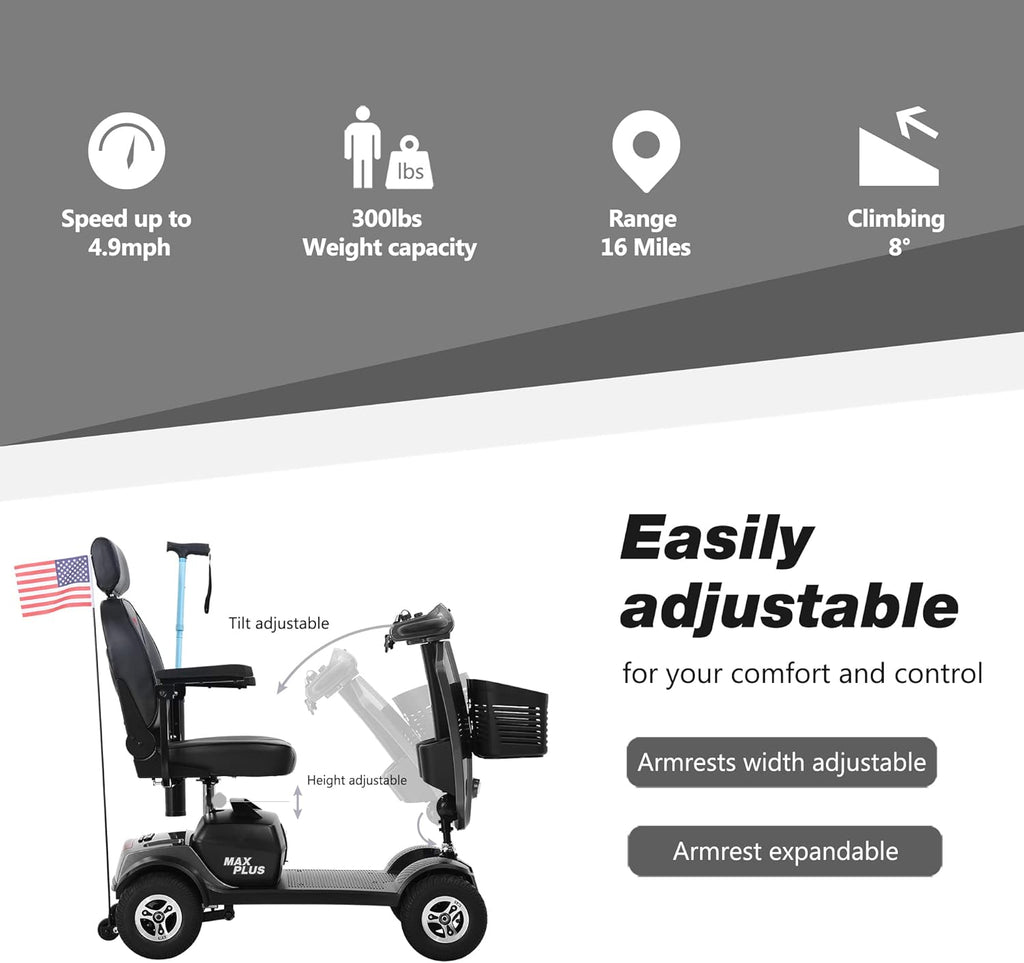 Grey 4 Wheel Motorized Scooter with 300 lbs Capacity C94782