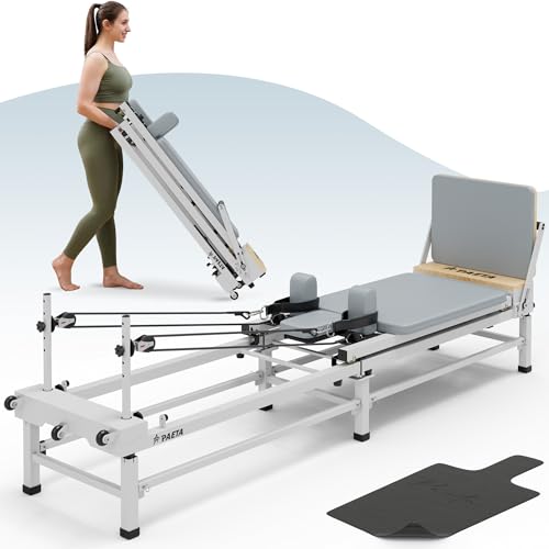 Foldable Pilates Reformer Machine with Adjustable Heights M779115