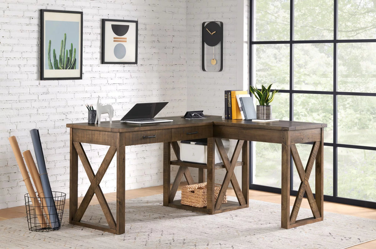 Rustic 60" L Desk with Fingerprint Lock G5150