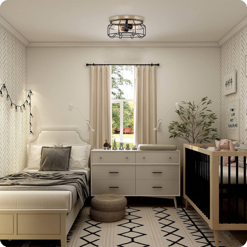 2-Light Metal Flush Mount Ceiling Light N7543