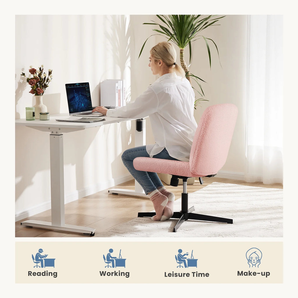 Armless Criss Cross Legged Adjustable Swivel Padded Fabric Office Chair D484162