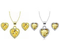 24k Yellow and White Gold 4Ct Yellow Sapphire Necklace Set 18 inch F5558
