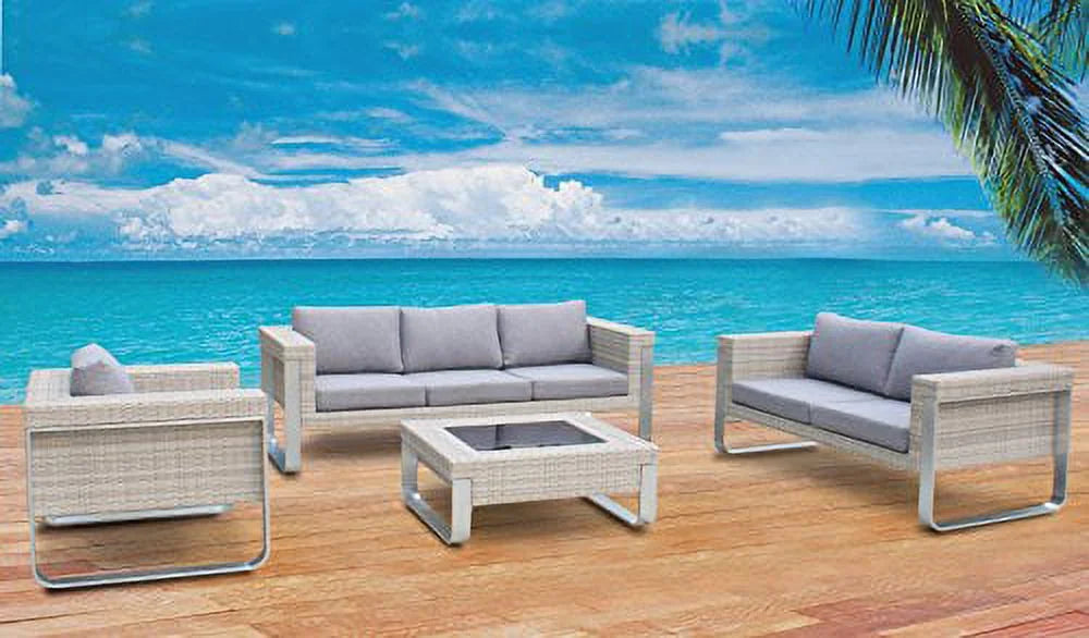 4 Piece Rattan Wicker & Aluminum Patio Furniture Set I809637