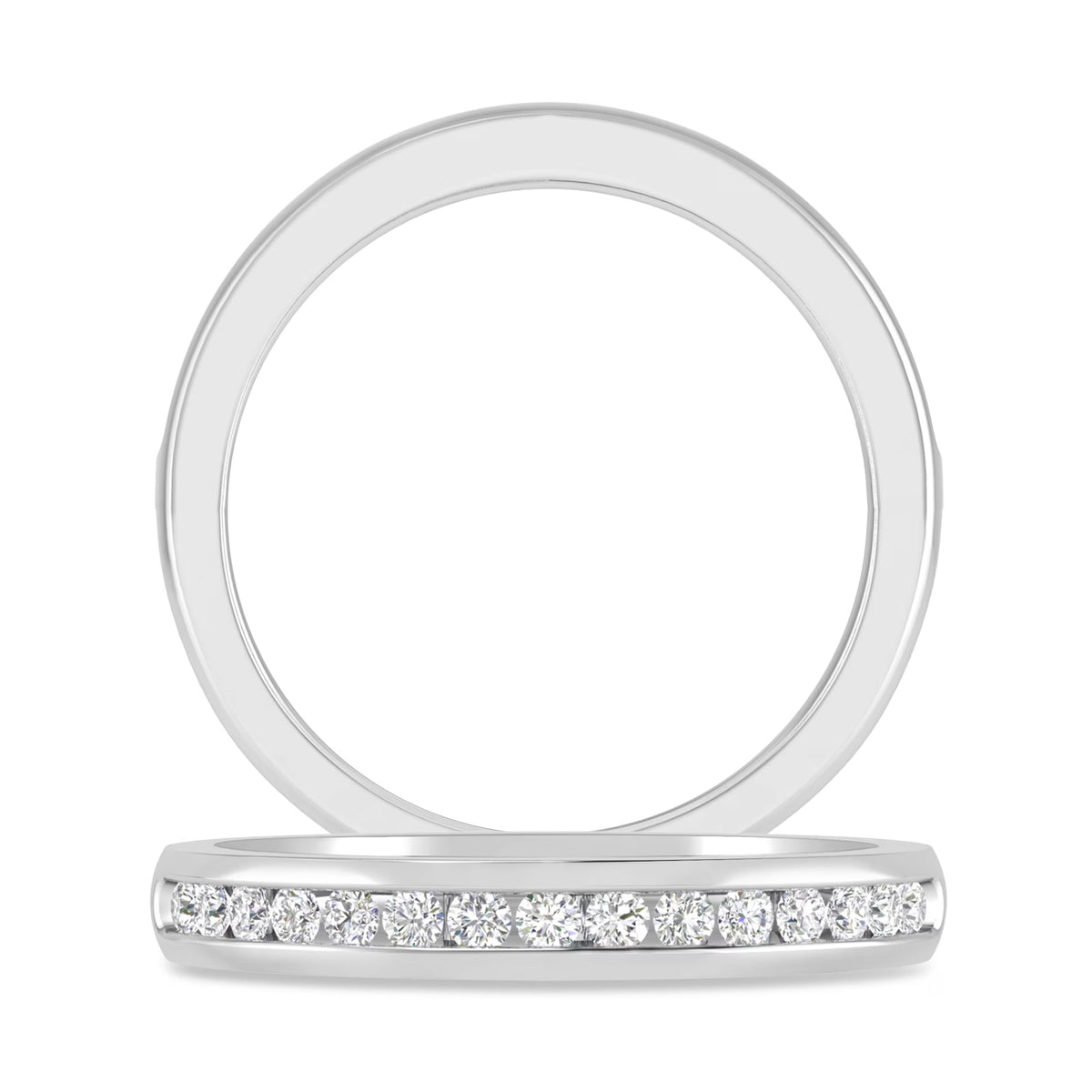 14K White Gold Diamond Stackable Band T572