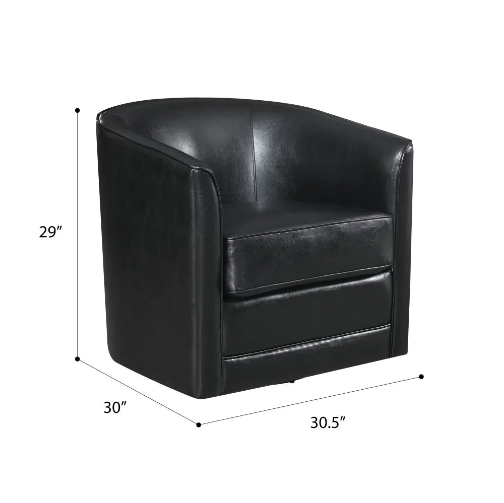 Black Faux Leather Swivel Accent Chair X664098