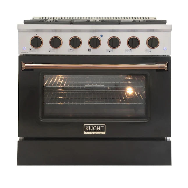 36 Pro-Style Natural Gas Dual Fuel Range in Black with Gold Accents T7508