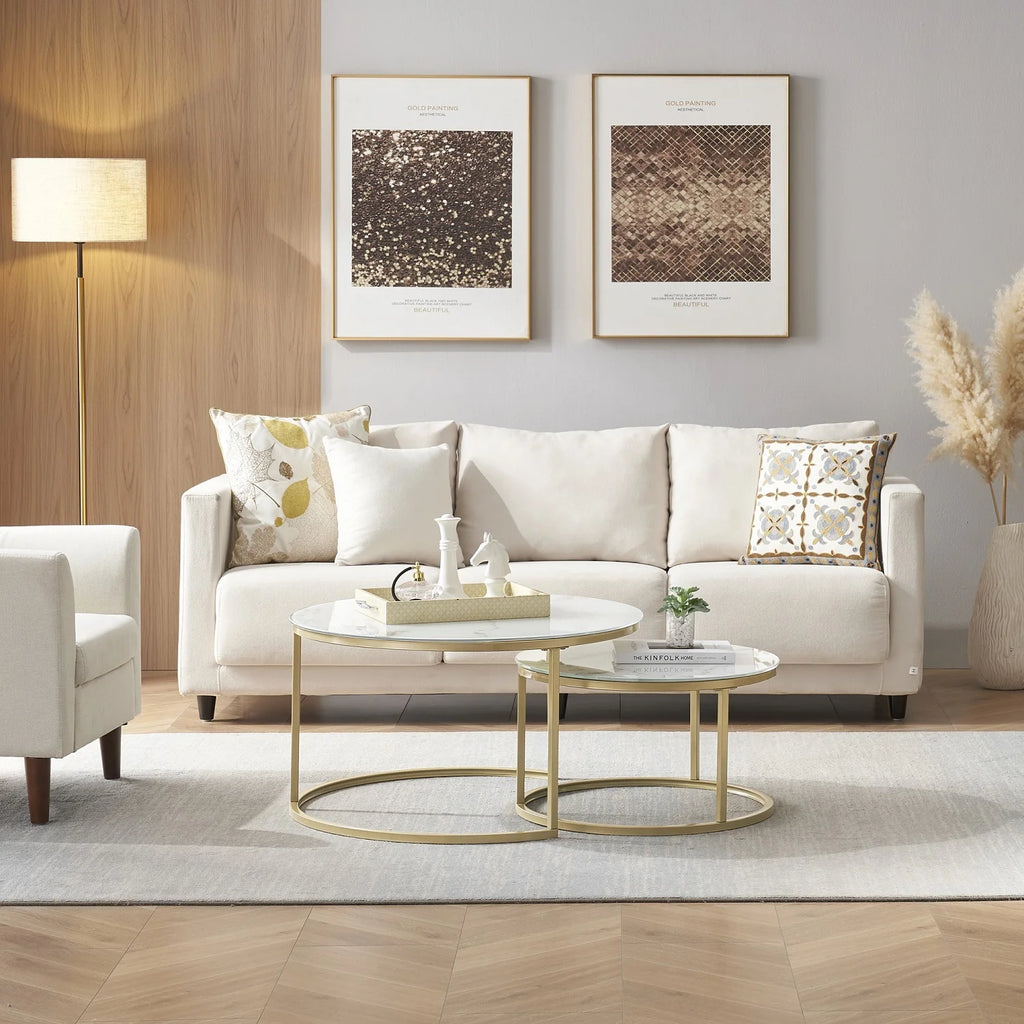 Coffee Table with Gold and Marble Patterns W415