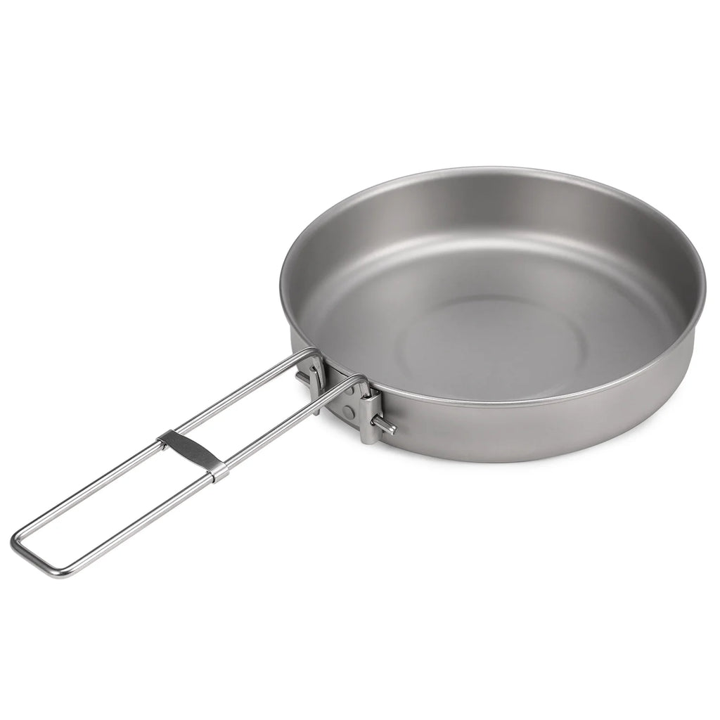 Titanium Pot and Fry Pan Set with Lid and Foldable Handles Y867883