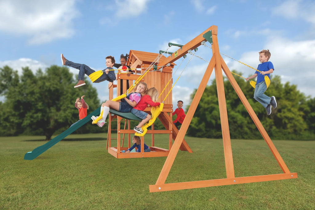 Wooden Playset with Slide and Swing W560063