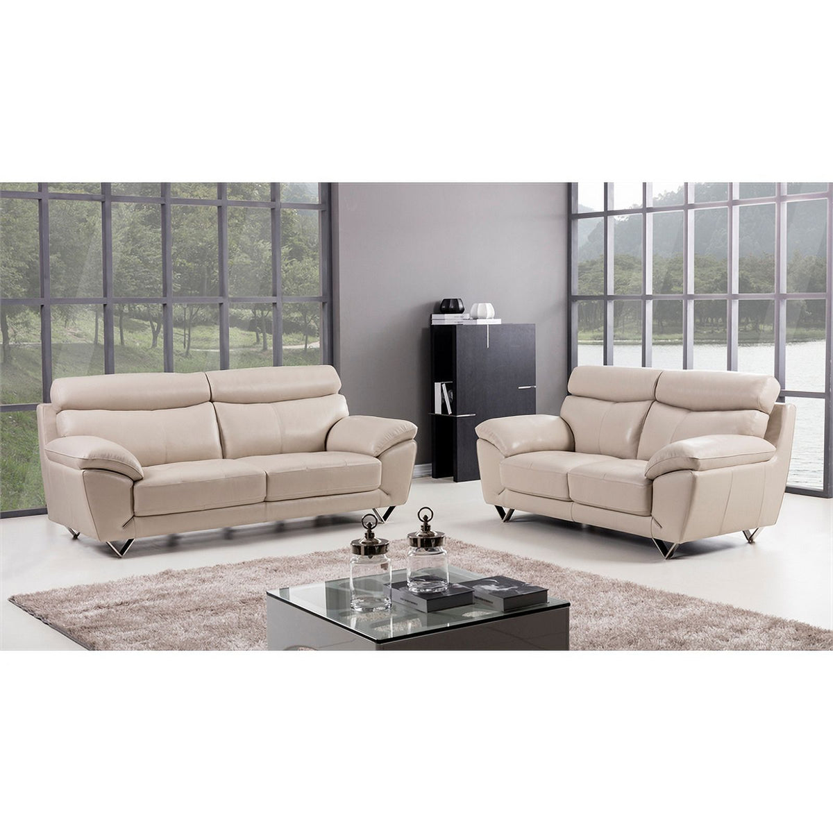 Light Gray Italian Leather Chair S229933
