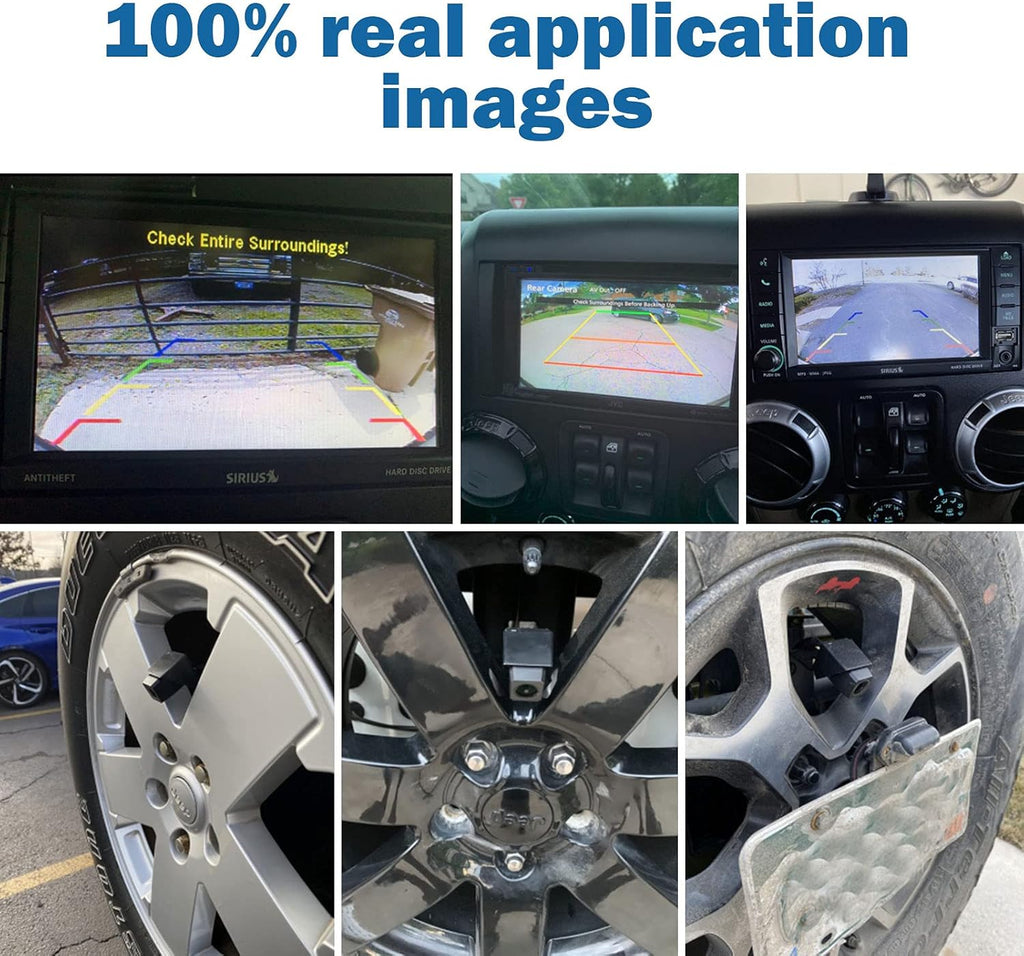 Spare Tire Rear View Backup Camera for Jeep Wrangler JK 2007-2018, Waterproof with Factory Radio RCA Adapter U4884