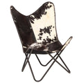 Black and White Goat Leather Butterfly Chair O379515