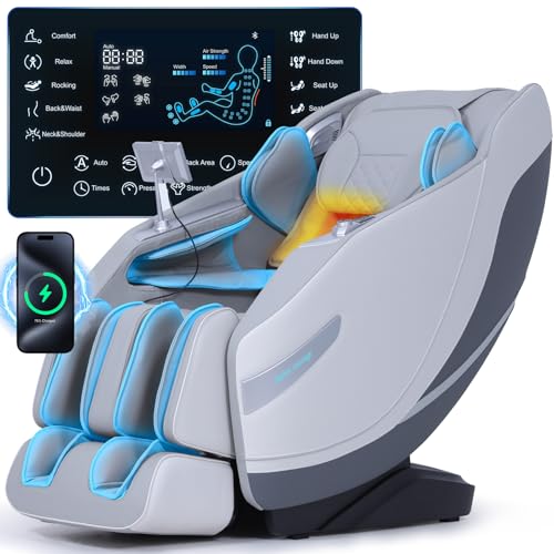 White Zero Gravity Full Body Massage Chair with Heat P39320