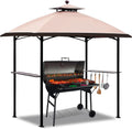Gray 8'x 5' Double Tiered Outdoor BBQ Canopy with LED Light R361