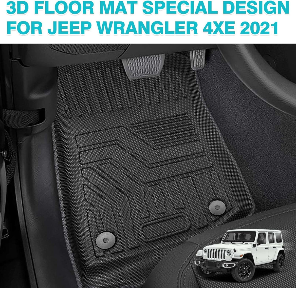 All Weather TPE Floor Liners for Jeep Wrangler 4XE 2021 2022 1st & 2nd Row Z994