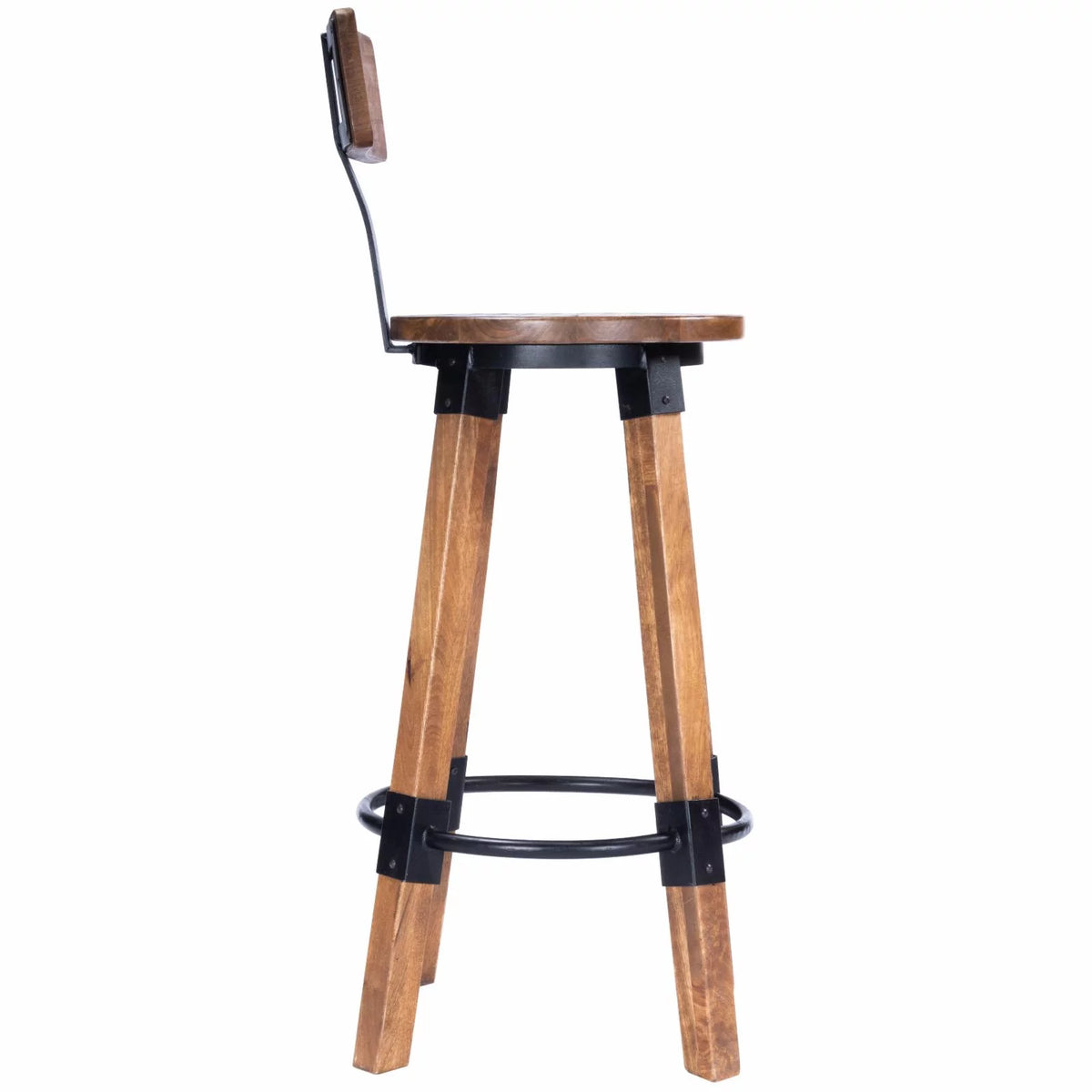 Beige Mango Wood & Metal Bar Stool O494