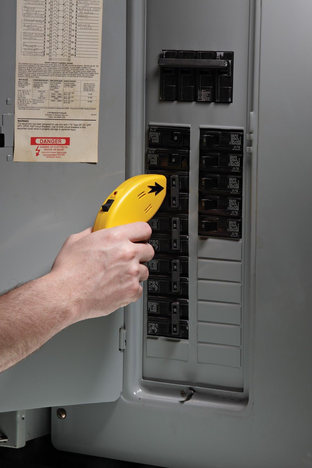 Circuit Breaker Finder, 80-140V, Yellow Y34782