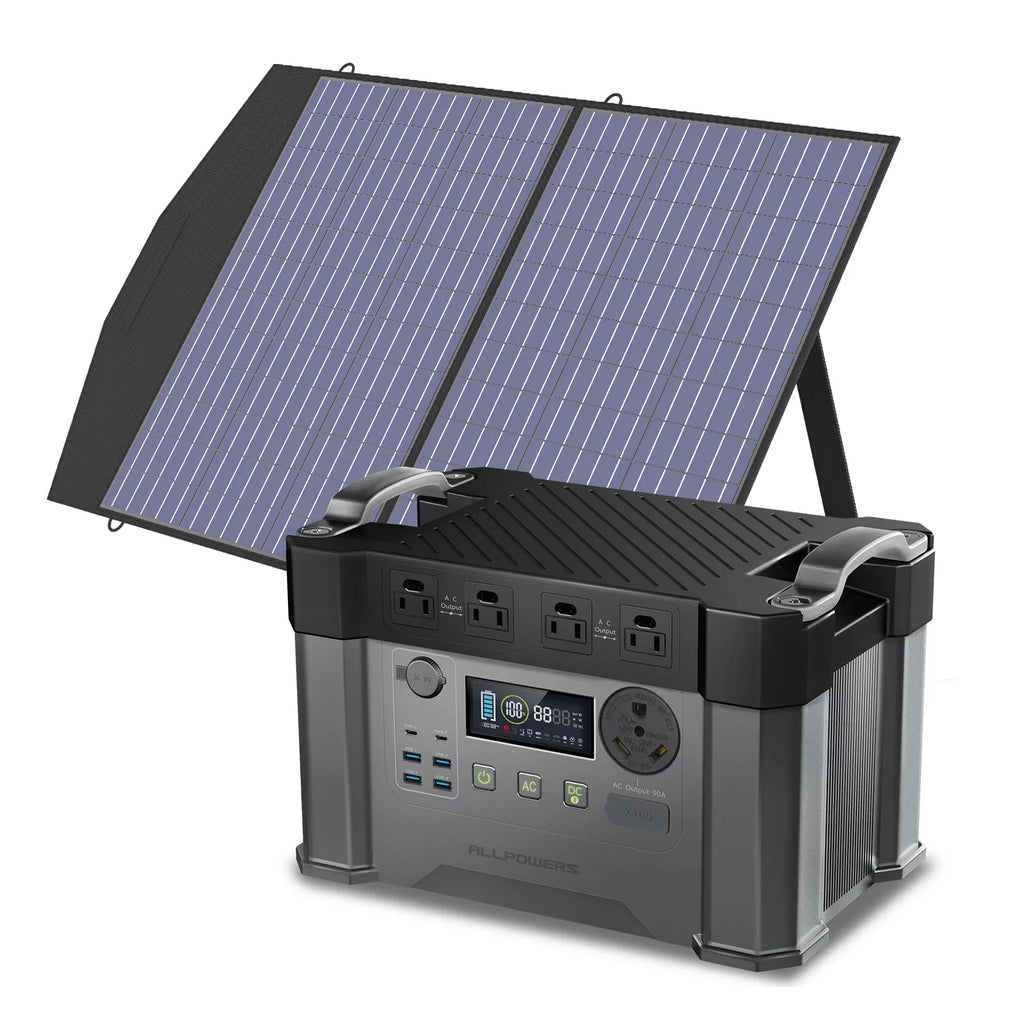 Portable Solar Generator Kit with 100W Foldable Solar Panel and 1500Wh Power Station I901574