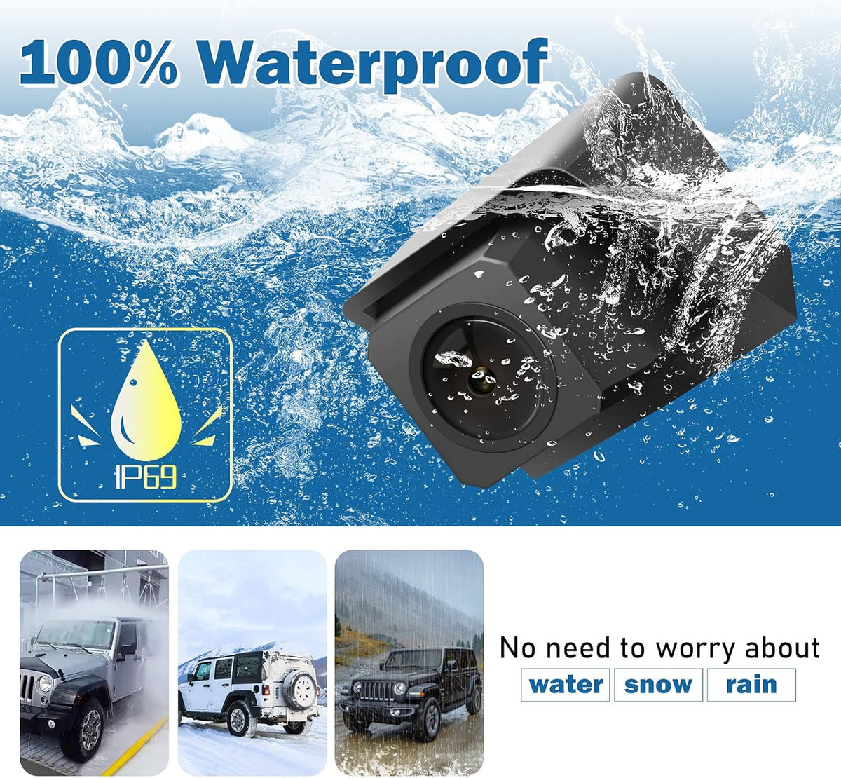 Spare Tire Rear View Backup Camera for Jeep Wrangler JK 2007-2018, Waterproof with Factory Radio RCA Adapter U4884