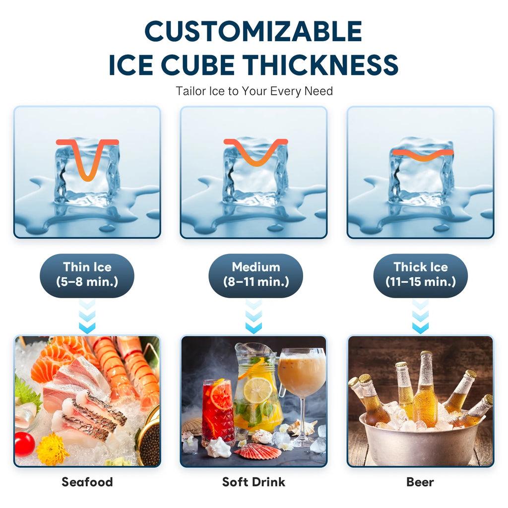 Commercial Ice Maker Machine with LCD Touch Panel, 275LB Storage Bin P377