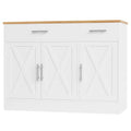 White 3 Door Wood Sideboard Buffet Cabinet with Adjustable Shelf V998196